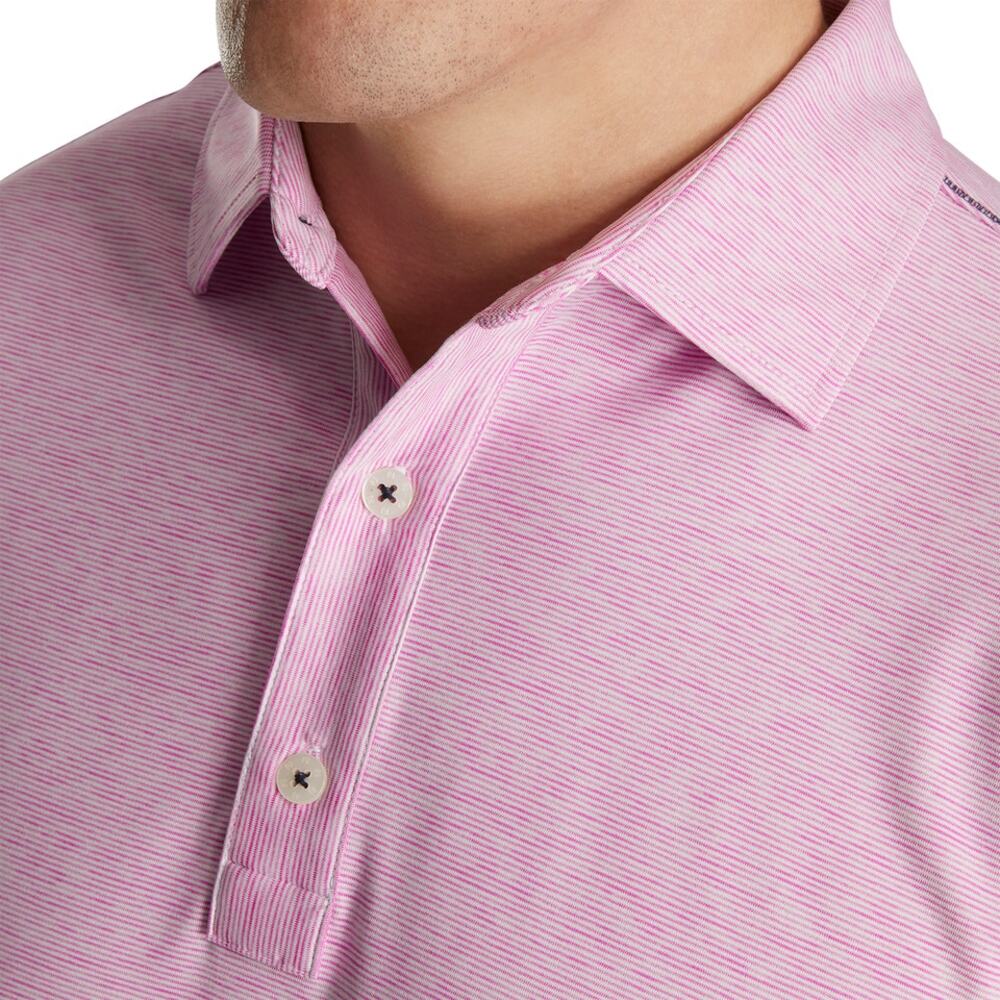 FootJoy Lisle Space Dye Microstripe Polo Shirt Men 2XL XXL Pink Club Logo